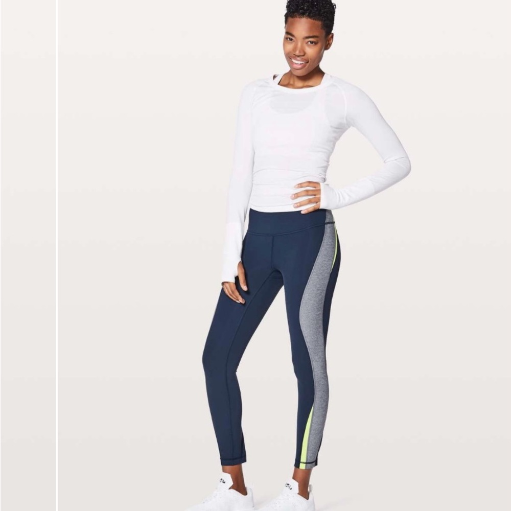 Lululemon Kick Serve Sweat Tight 25" -True Navy Heathered Slate / Sheer Lemon